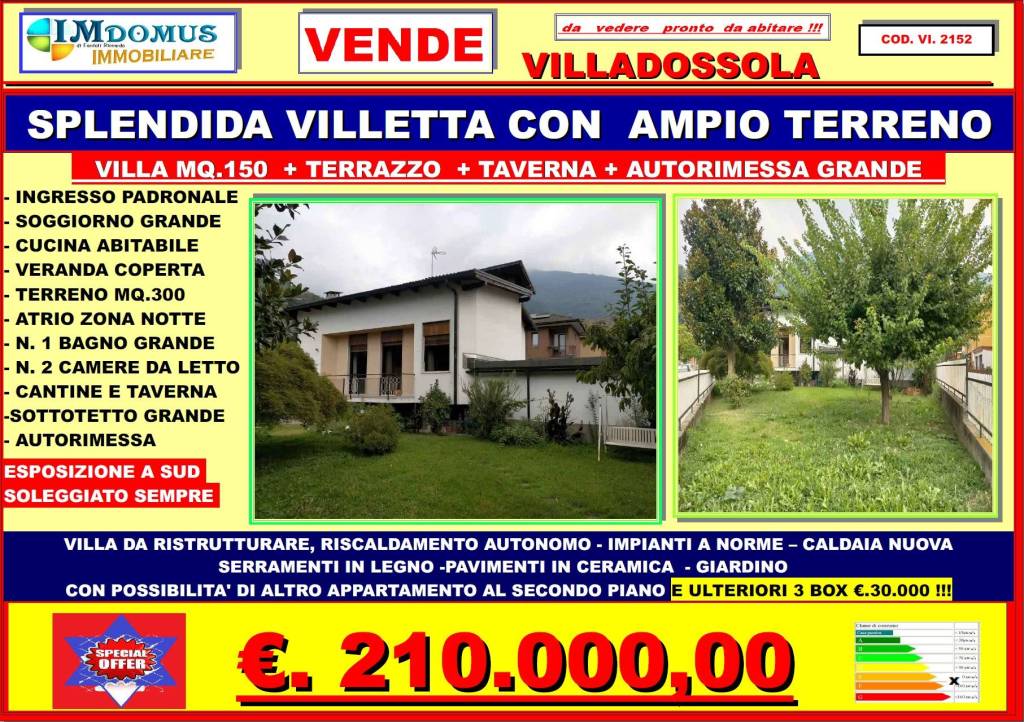 Villa in vendita a Villadossola via e. Beccaglio, 9