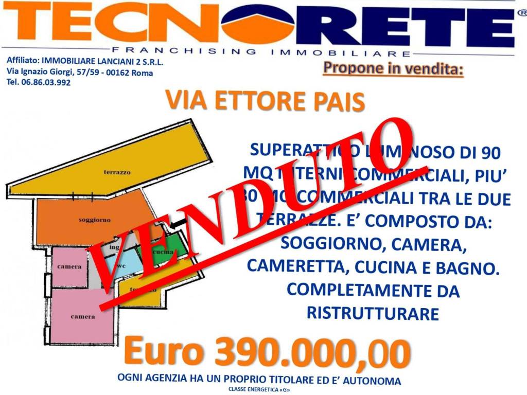 Appartamento in vendita a Roma via Ettore Pais