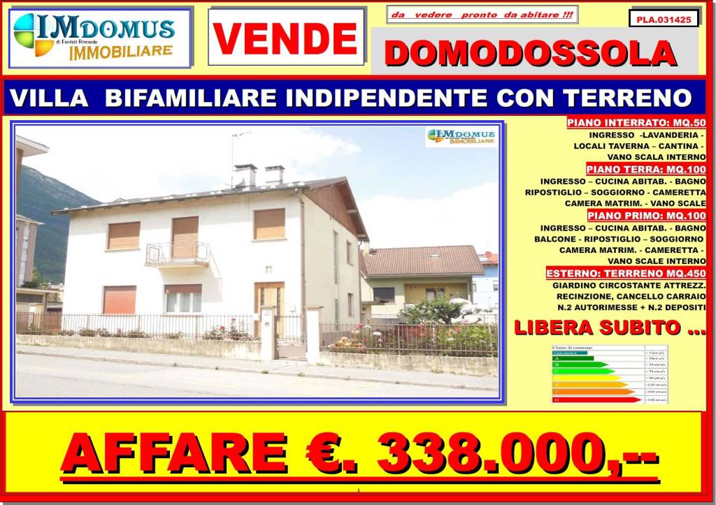 Villa Bifamiliare in vendita a Domodossola via Scapaccino, 70