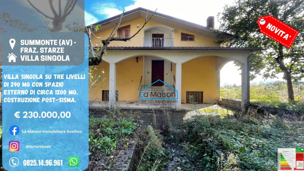 Villa in vendita a Summonte strada Comunale Starze 2, 6