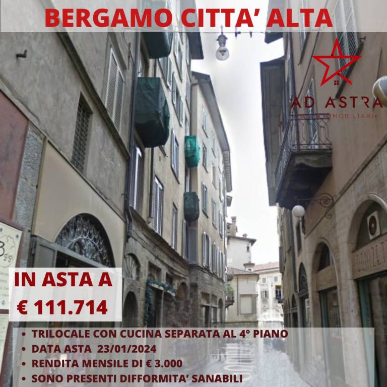 Appartamento all'asta a Bergamo via Gombito, 28