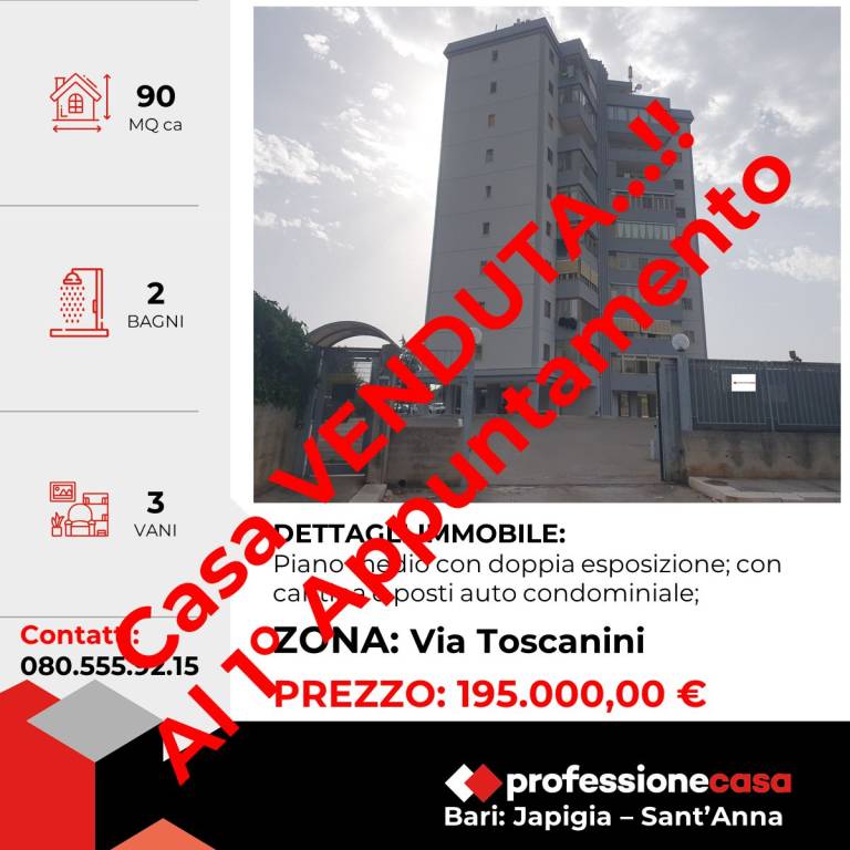 Appartamento in vendita a Bari via Toscanini, 26