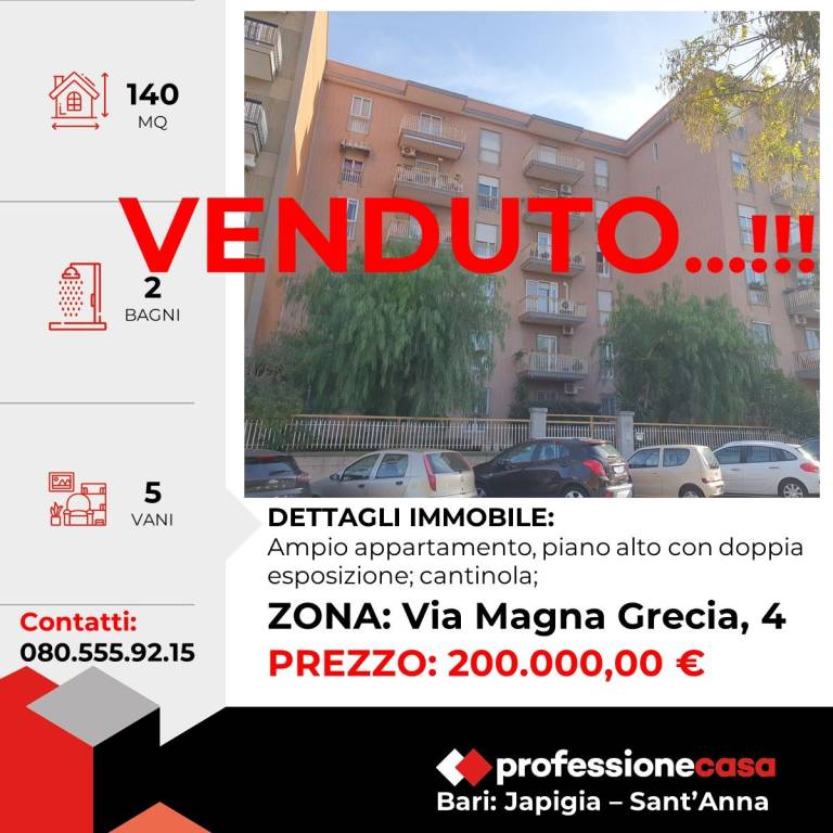 Appartamento in vendita a Bari via Magna Grecia, 4