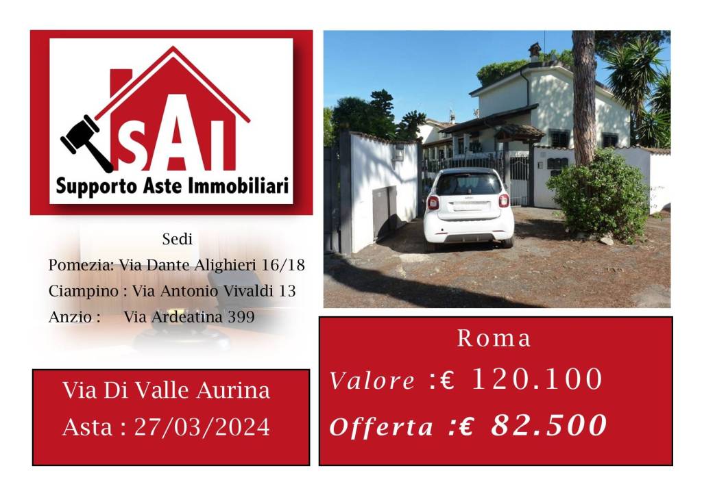 Villa a Schiera all'asta a Roma via di Valle Aurina, 1C