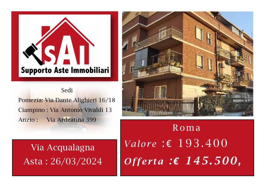 Appartamento all'asta a Roma via Acqualagna, 19