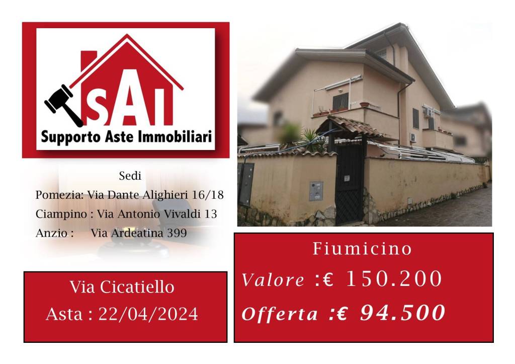Villa Bifamiliare all'asta a Fiumicino via Pasquale Cicatiello, 47