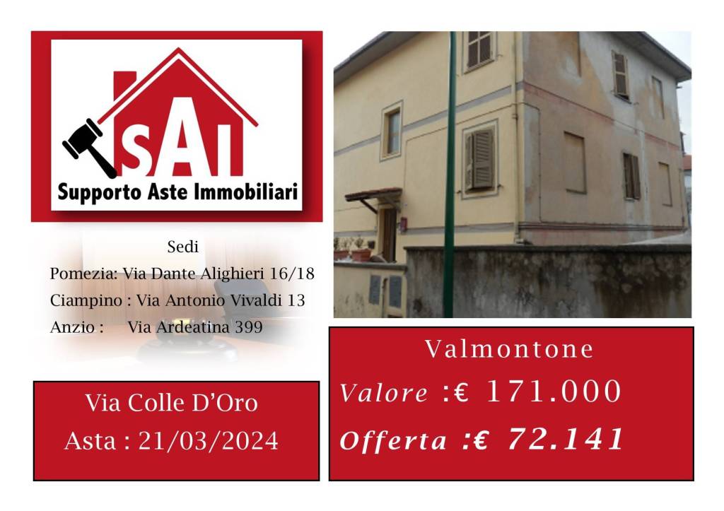 Villa all'asta a Velletri via Colle d'Oro