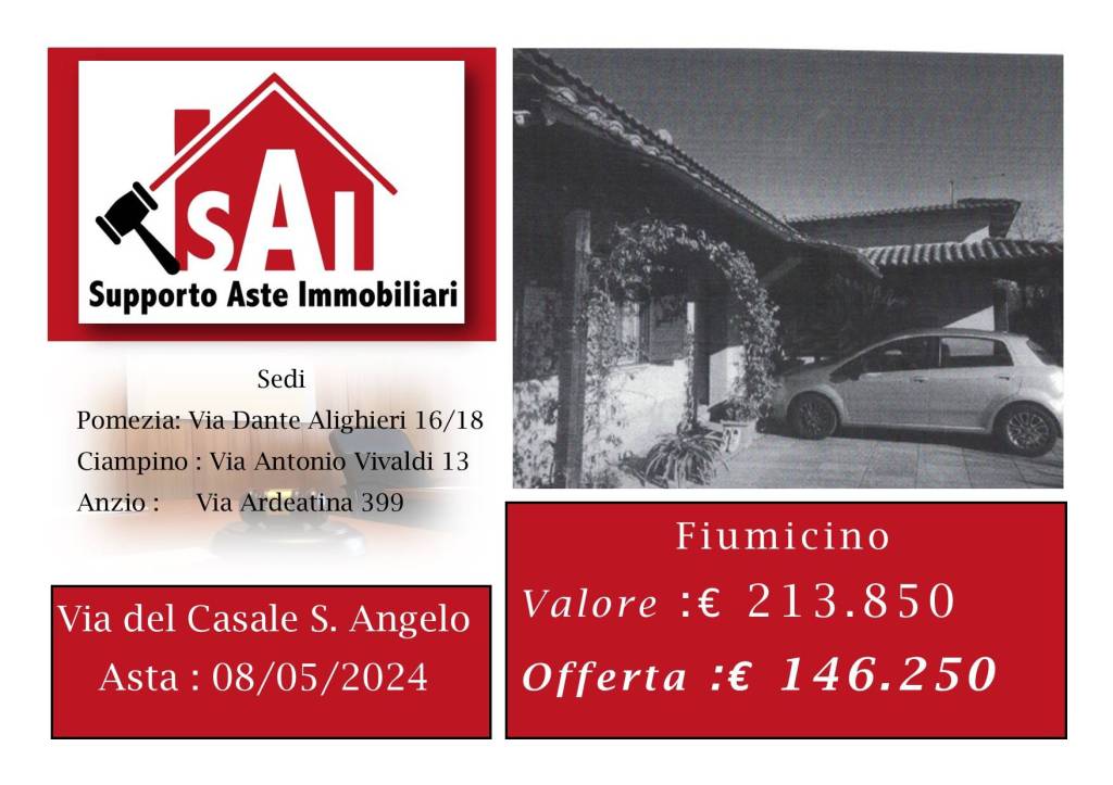 Villa all'asta a Fiumicino via del Casale di Sant'Angelo, 655