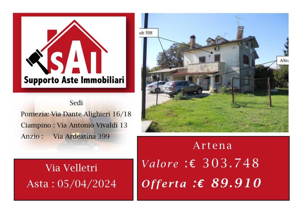 Villa Bifamiliare all'asta ad Artena via Velletri, 85