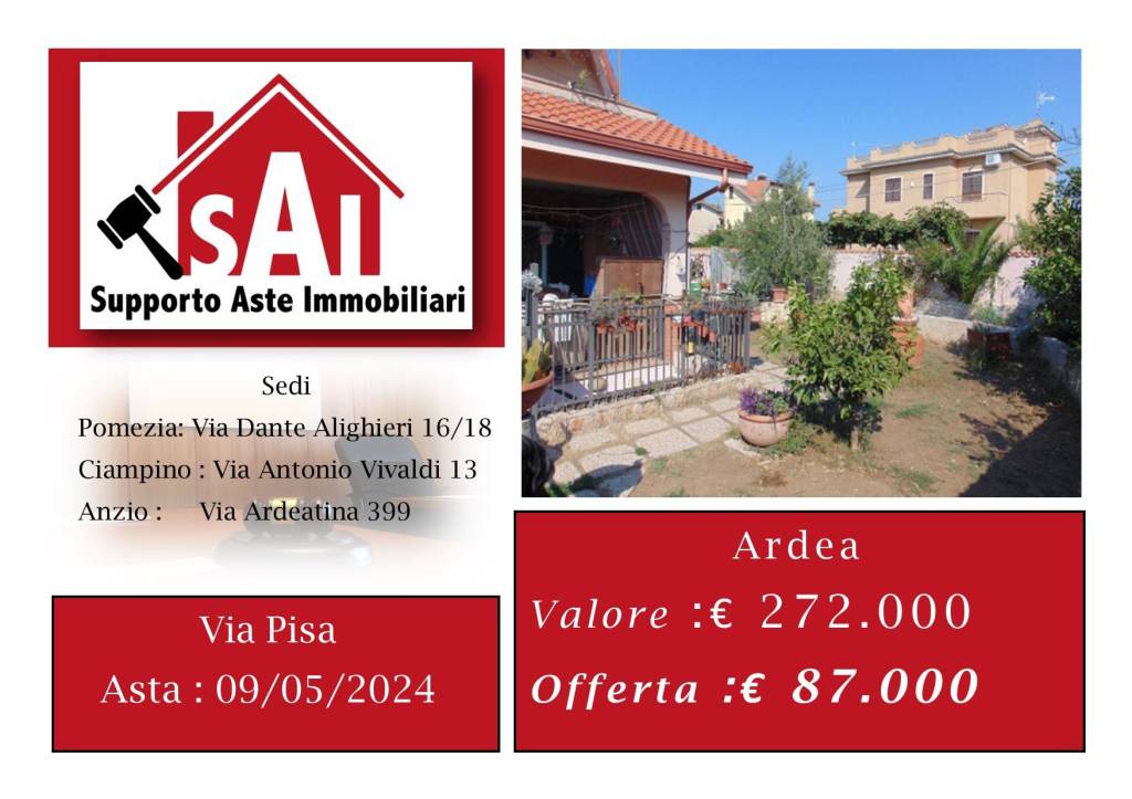 Villa Bifamiliare all'asta ad Ardea via Pisa, 47