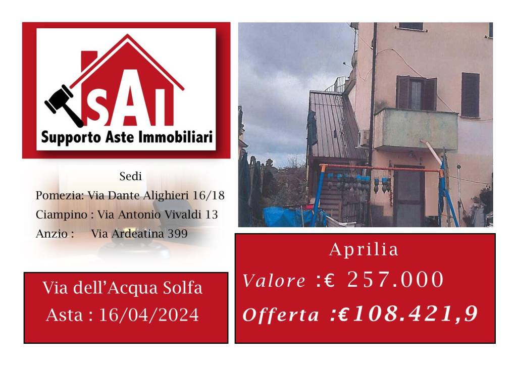 Villa all'asta ad Aprilia via dell'Acqua Solfa, 39