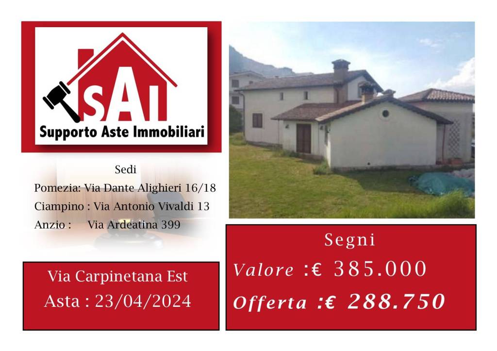 Villa all'asta a Segni via Carpinetana Est