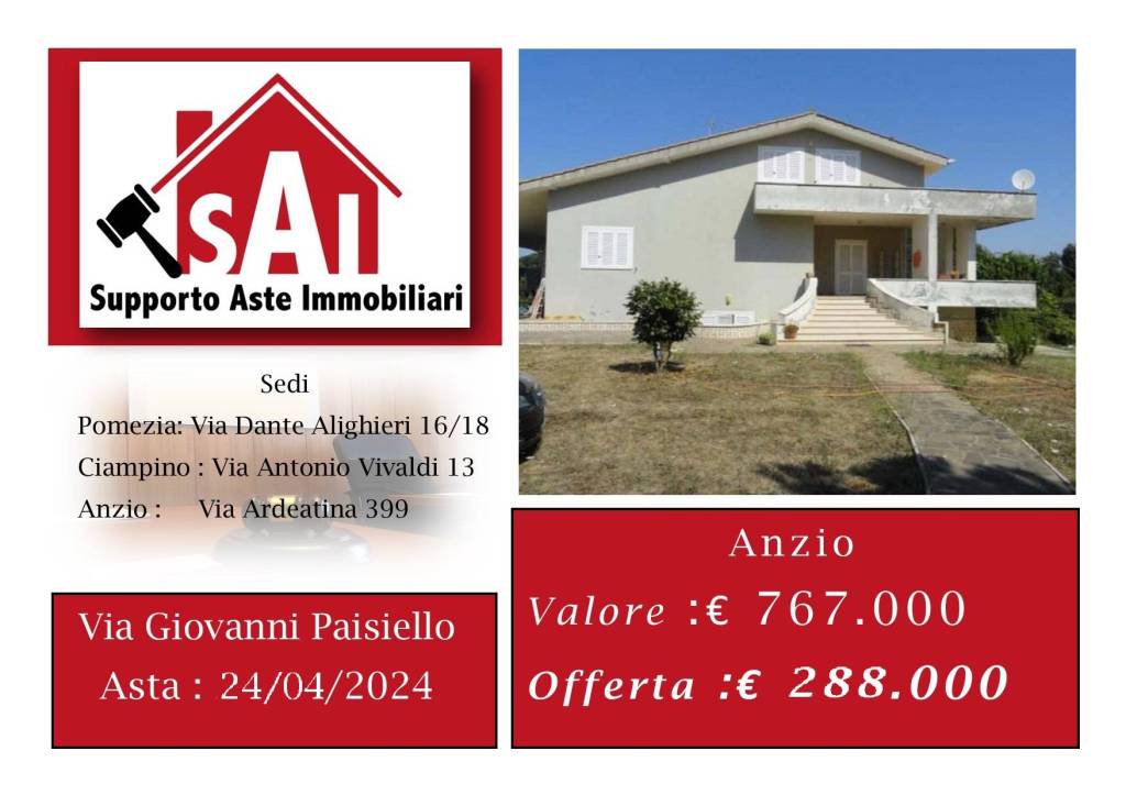 Villa all'asta ad Anzio via Giovanni Paisiello, 87