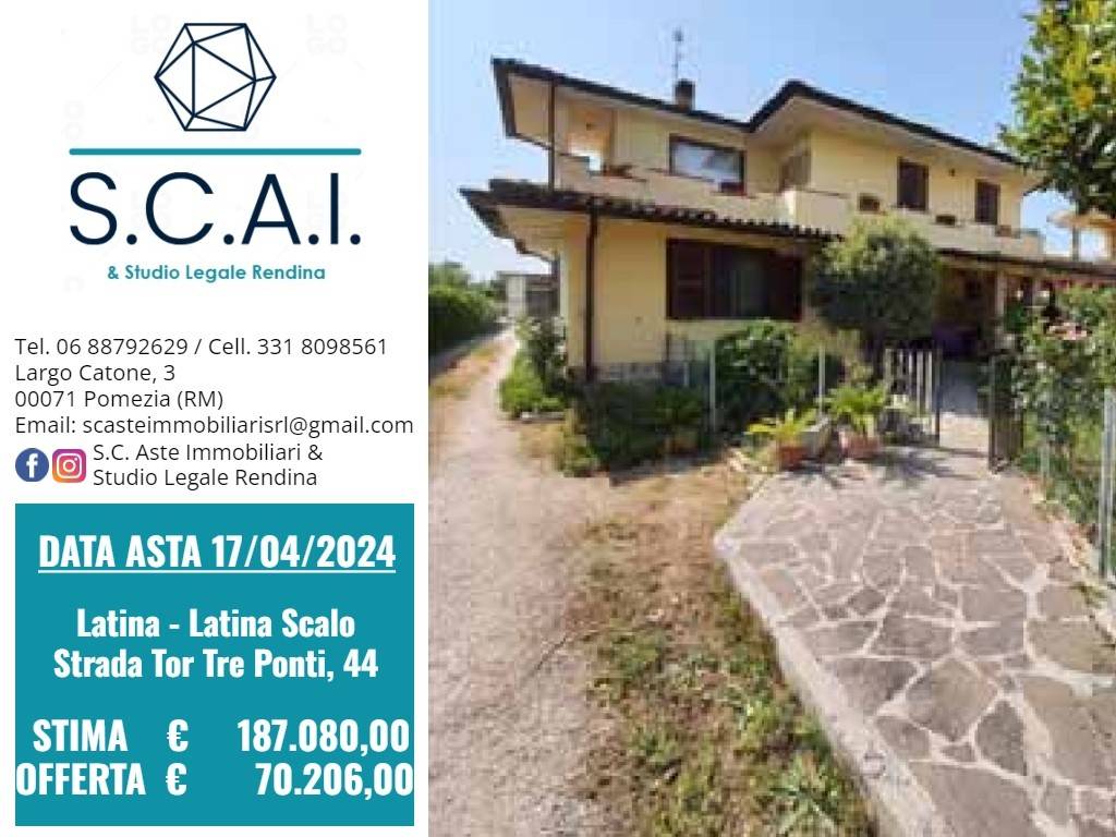 Villa a Schiera all'asta a Latina strada Tor Tre Ponti, 44