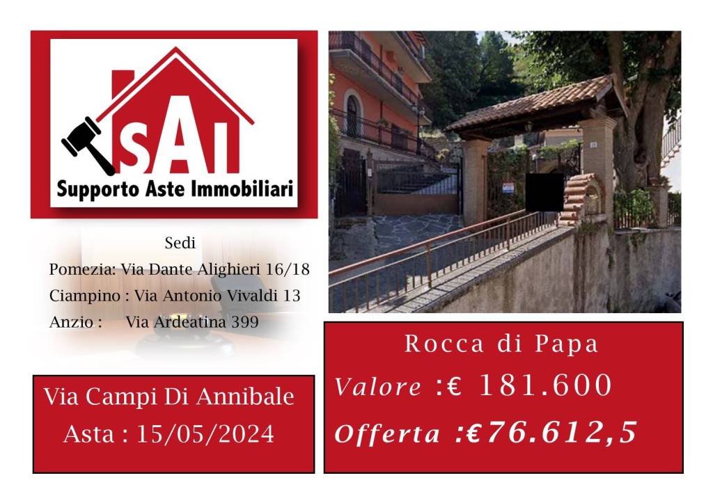 Appartamento all'asta a Rocca di Papa via dei Campi d'Annibale, 48