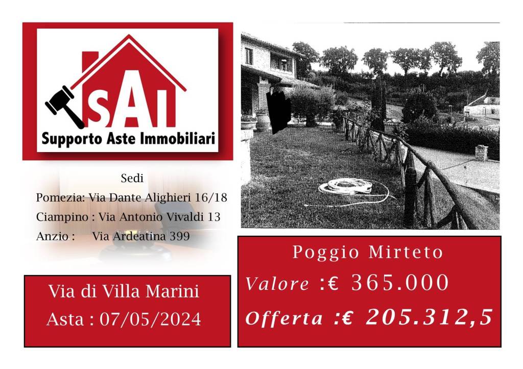 Villa all'asta a Poggio Mirteto via Villa Marini