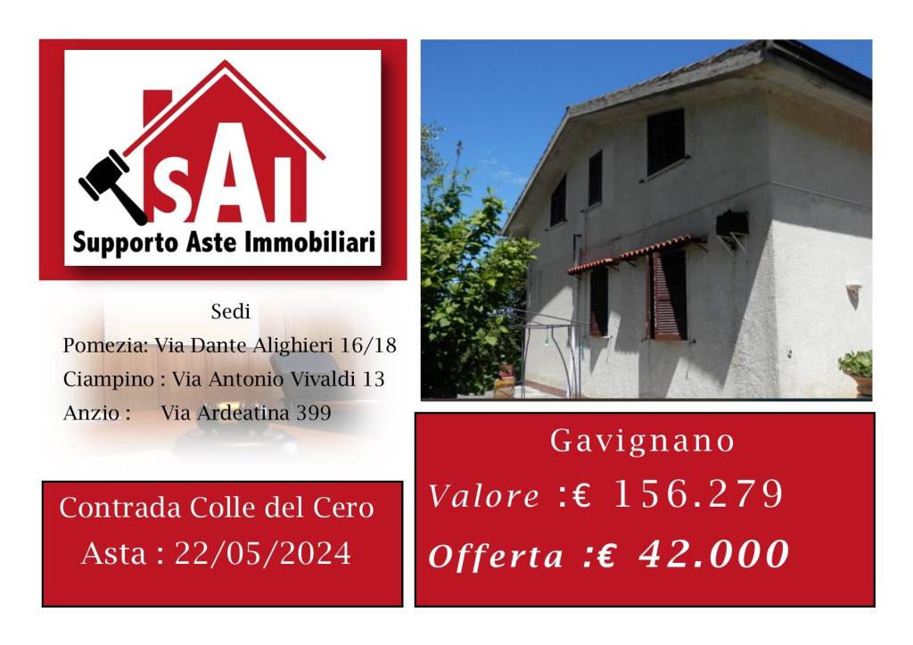 Villa all'asta a Gavignano via Colle del Cero
