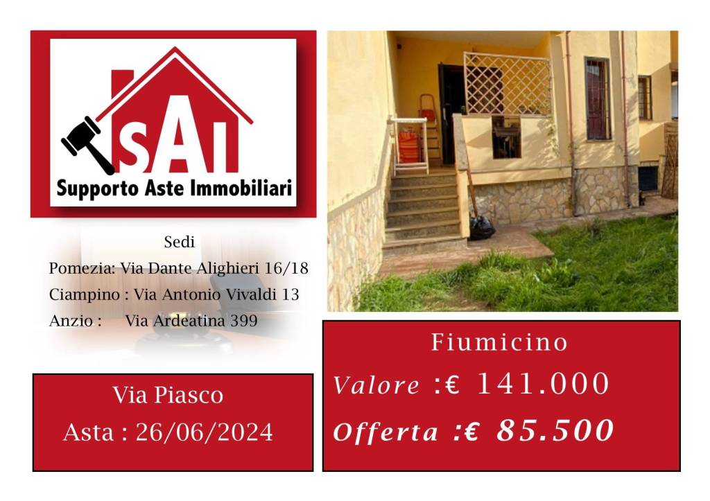 Villa a Schiera all'asta a Fiumicino via Piasco, 8c
