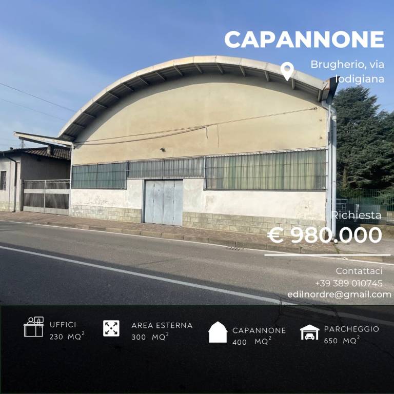 Capannone Industriale in vendita a Brugherio via Lodigiana, 31