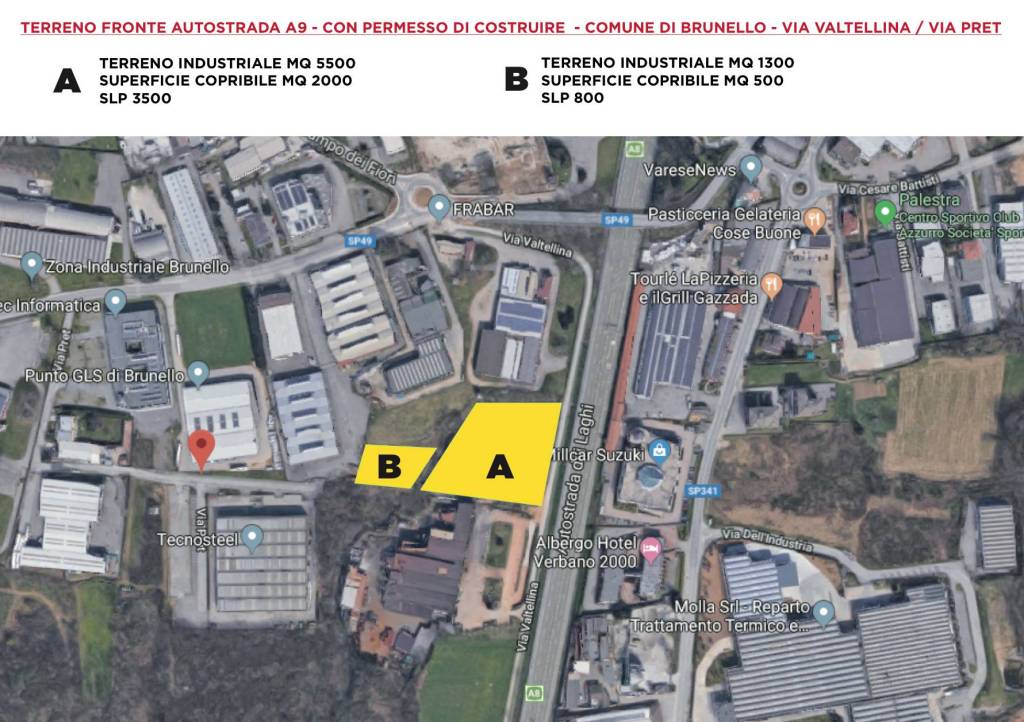 Terreno Residenziale in vendita a Brunello via Valtellina